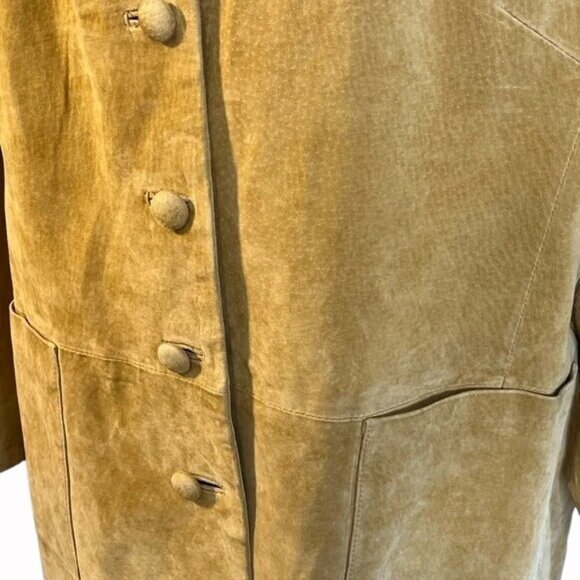 Stan Herman Studio M Medium Tan Leather Jacket 100% Leather Button Front Pockets - Picture 10 of 11